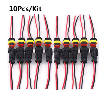 10 Sets 2-Pin 20AWG Car Auto Waterproof Electrical Connector Plug Wire Marine