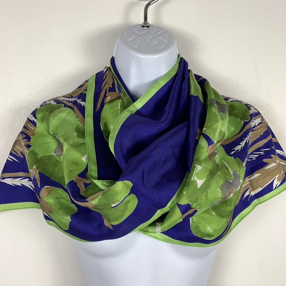 Bufanda rectangular para mujer azul oscuro verde floral ligera vintage boho Foto 3 de 4