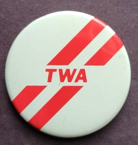 TWA Trans World Airlines Advertising Button Pinback Pin Vintage 2"