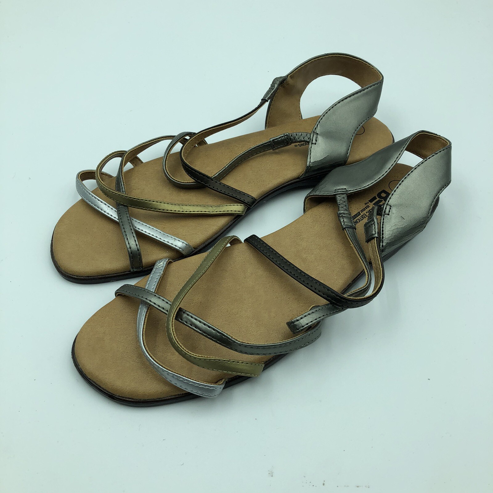 Basic Editions Silver Slingback Slip On Sandal Fl… - image 1