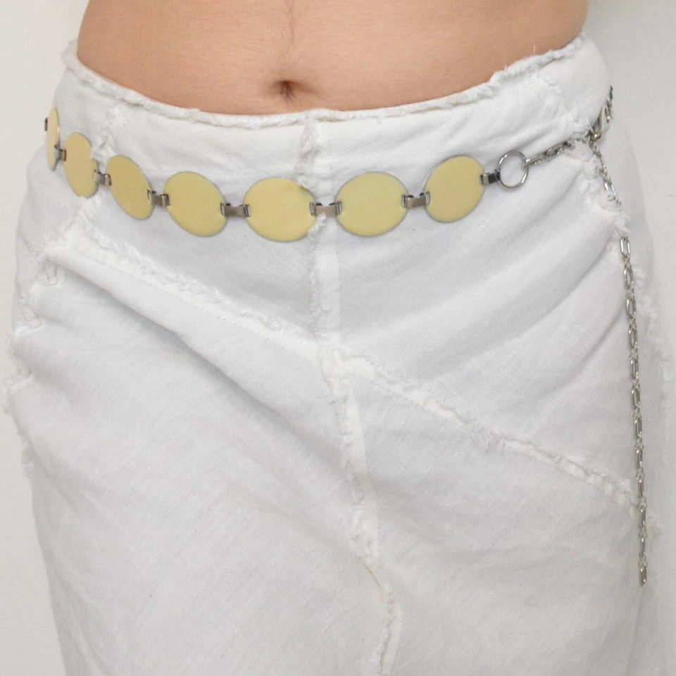 Vintage Y2k 00s 2000s vintage cream / silver round chain belt fairy coquette - Image 4 of 4