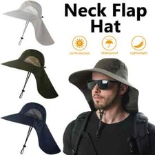 Herren Sonnenhut mit Nackenschutz Wüstenmütze Safari Hut Angeln Sommermütze