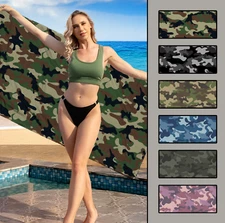 Camo Beach Towel #1, Camouflage Pool Towel, Army Green Desert Brown Print Towel