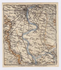 1911 ANTIQUE MAP OF VICINITY OF KÖLN KOLN COLOGNE BONN GERMANY