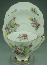 Queen Anne Country Gardens Trio Cup, Saucer & Tea Plate Made in England QE11