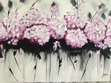 Acrylic hand painted Painting Pink Abstract Rhododendrons 16" x 20"