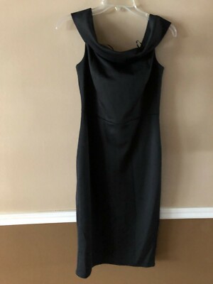 thalia sodi cocktail dresses Thalia Sodi Embellished Shift High and Low Hem Black Dress Chain Neck Womens M