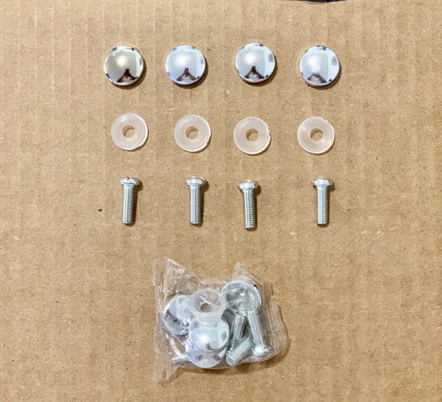(Set Of 4)License plate frame Screws And Caps Silver eBay