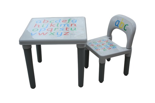 JUEGO DE MESA Y SILLA PARA NIÑOS ABC Alfabeto Niños Gris - Niños Pequeños - Regalo - Imagen 8 de 16