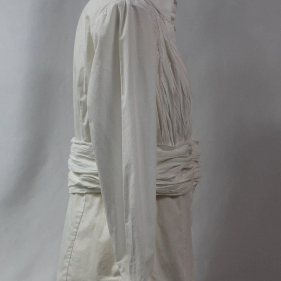 Blusa blanca acanalada esmoquin plisada INC talla 14 Foto 2 de 4