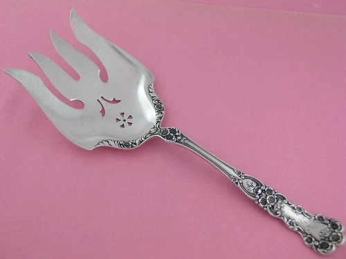 Rare Sterling GORHAM 7 5/8" small pierced Fish Serving Fork BUTTERCUP 1899
