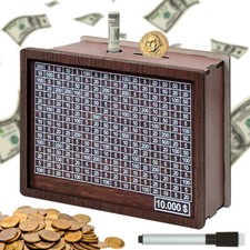Cash Vault Wooden Savings Box Wooden Cash Saver Money Saving Box 10000 Dollars