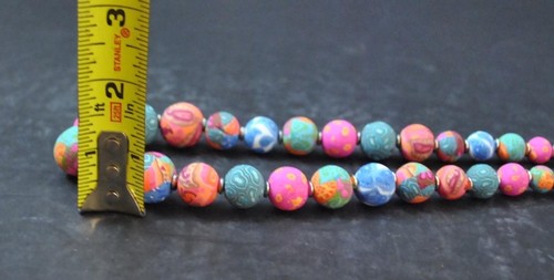 Jilzara Mosaic Elastic Medium Keepsake Necklace Polymer Clay Beads Handmade R2 - Picture 11 of 12