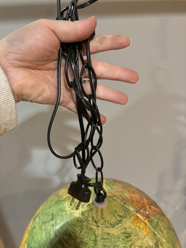 Vintage Hanging Globe Lamp Swag Chain Style Old Earth Half Globe Light fixture - Picture 11 of 11