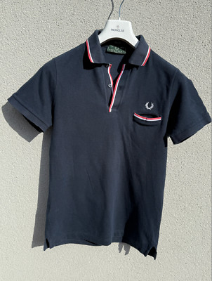 Fred Perry Poloshirt Herren 42'' 107cm M Slim Blau Baumwolle Piqué Vintage 80er 90er