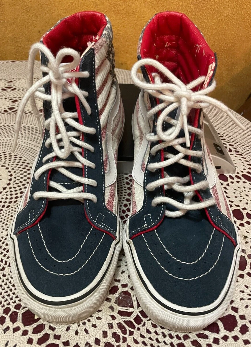 VANS Skateboard High Top Sneaker Shoes American Flag Design 8.5 Men 10.0 Women