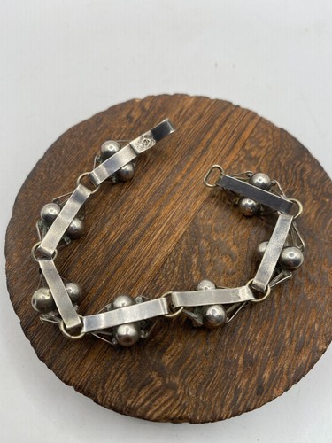 Vintage Mexican sterling & turquoise link bracelet - 6.5" - Picture 6 of 11