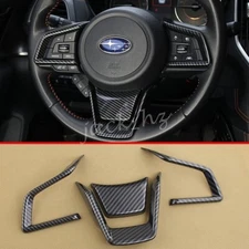 For Subaru Forester Crosstrek Interior Steering Wheel Switch Trims Carbon Fiber