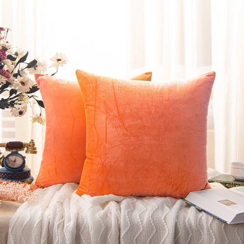 Velvet Cushion Cover 2 Pack Ultra Soft Various Colors Throw Pillow Case - Picture 42 of 64