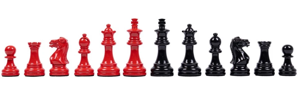 Piezas De Ajedrez De Madera Rojo Negro Italfama, Con Peso, Rey De 3" , Italia - Imagen 1 de 1