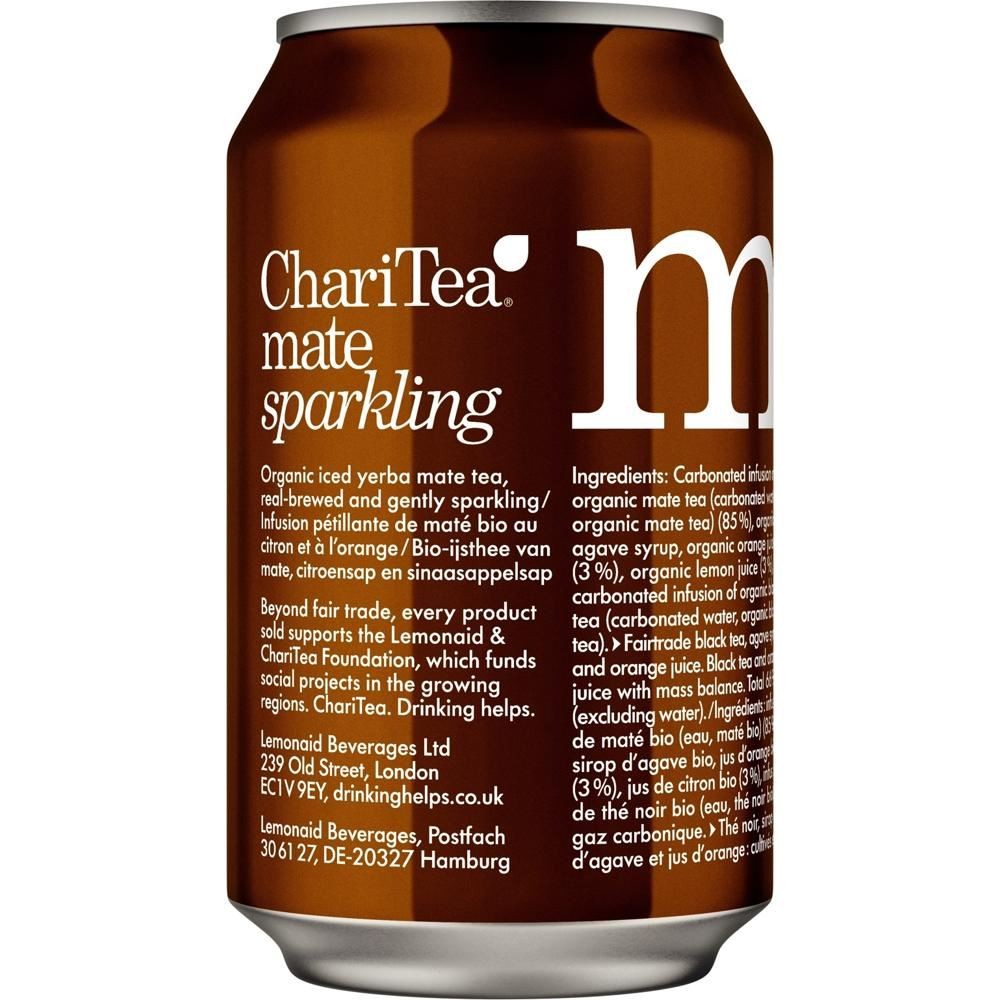 ChariTea Mate - Organic Sparkling Iced Tea - 330ml cans - 12 Pack