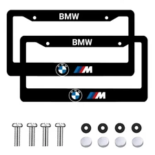 2PC BMW Black License Frames Car License Plate Frame Holder