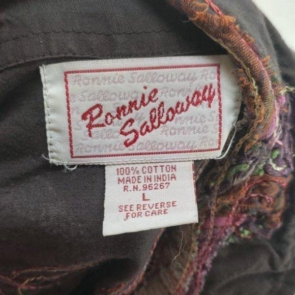 Ronnie Salloway Patchwork Button-Up Jacket L 100%… - image 5