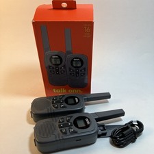 Onn. 16 Miles Walkie Talkies 2-Pack Two Way Radios Privacy Codes LED Lights