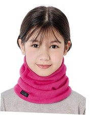 Kids Neck Warmer - Polar Fleece Ski Mask for Boys Girls - Double-Layer Pink