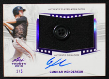 ⚾ GUNNAR HENDERSON - 2019 Leaf Trinity PURPLE Jumbo Jersey BUTTON AUTO RPA RC /5