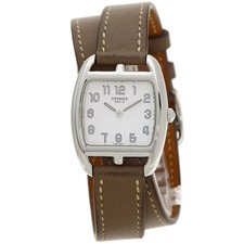 HERMES Cape Cod Double Tour Etoupe Watches CT1.210 Stainless Steel/Leather L...