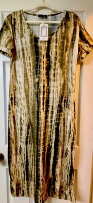 NWT Women Vacation/Beachy Dress Coeur de Vague Tie-Dye XL ShortSleeve Side Slits