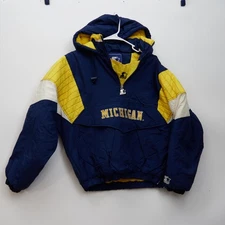 Vintage University Of Michigan Starter Jacket Pull Over 1/2 Zip Size Large