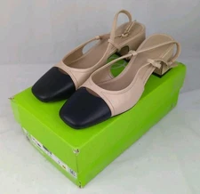 Sam Edelman Tarra Slingback Heels Size 7 Summer Sand/Black Leather