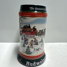 Budweiser Stein The Season's Best 1991 Beer Mug Clydesdales Hitch and Wagon
