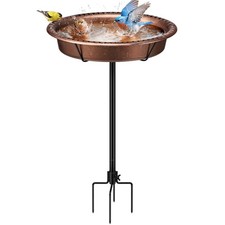 Outdoor Bird Bath Bowl w/ Metal Stake Bronze ...