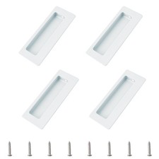4 PCS White Rectangular Recessed Concealed Embedded Sliding Door Handle Pull