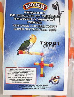 Zoo-Max T2001 Shower Window Perch For Bird/ Parrot Dia 3/4' x 9'' Long Ribbed PVC