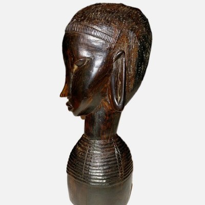 Hand Carved Wood Bust Sculpture African Tribal Style Figure Statue 9 