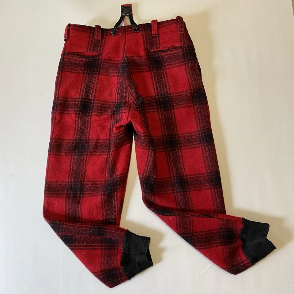 VTG JC Penneys Foremost Hunting Wool Red Buffalo Plaid Pants 32 x 30 - Image 3 of 4