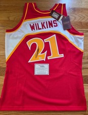 Dominique Wilkins Auto 1986 Atlanta Hawks Red Authentic Mitchell and Ness Jersey
