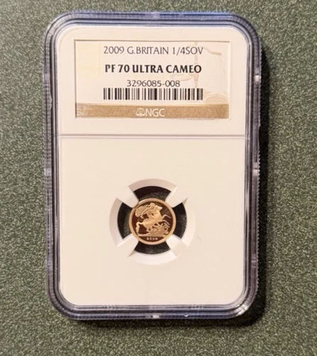Great Britain Elizabeth II Gold Proof 1/4 SOV 2009 NGC PR70 Ultra Cameo COA