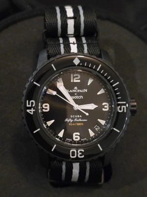 Blancpain Swatch Ocean of Storms Fifty Fathoms Bioceramic Scuba Watch 42.3mm