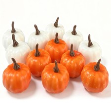 Plastic Pumpkins White Pumpkins for Decorating,12 Pcs Foam Pumpkins