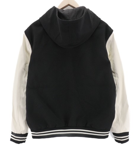 TRUE RELIGION Two Toned Varsity Men Jacket L Dark Bomber Hooded Buttoned Detail - Picture 2 of 11