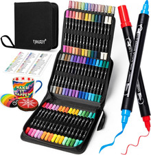 TANMIT 60 Colors Acrylic Paint Pens, Dual Tip Acrylic Paint Markers with Brush
