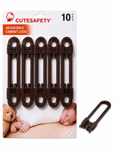 Child Proof Cabinet Locks, Baby Proofing, 10 Pack, Brown Sliding Cabinet Locks