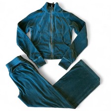 Lululemon Track Set Scuba Jacket Wide Leg Pants Storm Teal Velvet Cord Size 4