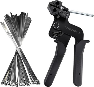 Heavy Duty Metal Zip Tie Gun Tool with 100 PCS 11.7'' Stainless Steel Cable Ties