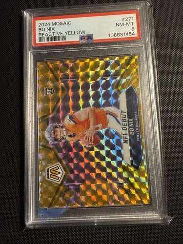 2024 Panini Mosaic - NFL Debut Bo Nix #271 Reactive Yellow Mosaic Prizm (RC)
